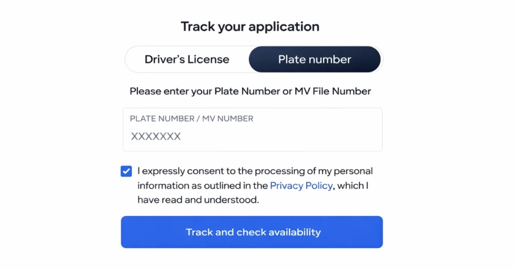 enter your plate number